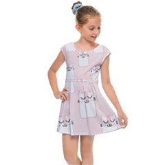 Pattern Pink Cute Sweet Fur Cats Kids  Cap Sleeve Dress by Sarkoni