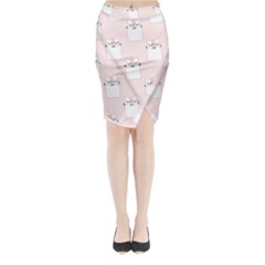 Pattern Pink Cute Sweet Fur Cats Midi Wrap Pencil Skirt by Sarkoni