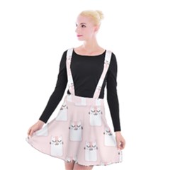 Pattern Pink Cute Sweet Fur Cats Suspender Skater Skirt by Sarkoni