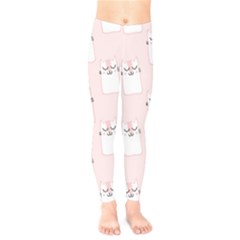 Pattern Pink Cute Sweet Fur Cats Kids  Leggings by Sarkoni