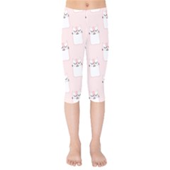 Pattern Pink Cute Sweet Fur Cats Kids  Capri Leggings  by Sarkoni