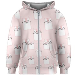 Pattern Pink Cute Sweet Fur Cats Kids  Zipper Hoodie Without Drawstring by Sarkoni