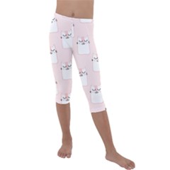 Pattern Pink Cute Sweet Fur Cats Kids  Lightweight Velour Capri Leggings  by Sarkoni