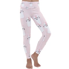 Pattern Pink Cute Sweet Fur Cats Kids  Lightweight Velour Classic Yoga Leggings by Sarkoni