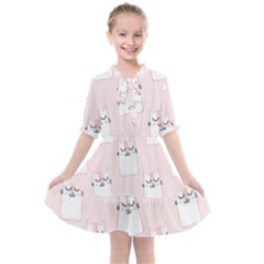 Pattern Pink Cute Sweet Fur Cats Kids  All Frills Chiffon Dress by Sarkoni