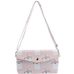 Pattern Pink Cute Sweet Fur Cats Removable Strap Clutch Bag by Sarkoni