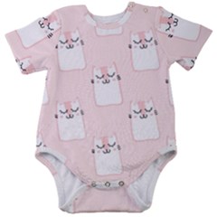 Pattern Pink Cute Sweet Fur Cats Baby Short Sleeve Bodysuit by Sarkoni