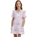 Pattern Pink Cute Sweet Fur Cats Kids  Frilly Sleeves Pocket Dress View1