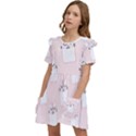 Pattern Pink Cute Sweet Fur Cats Kids  Frilly Sleeves Pocket Dress View3