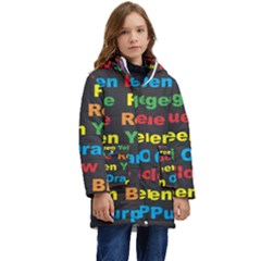 Red Yellow Blue Green Purple Kids  Hooded Longline Puffer Jacket