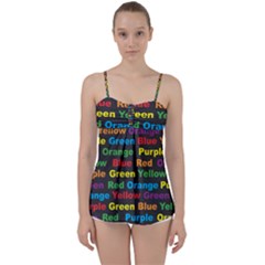 Red Yellow Blue Green Purple Babydoll Tankini Top