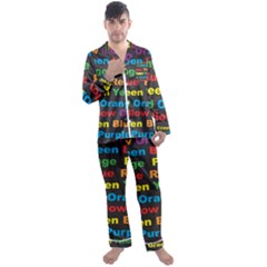 Red Yellow Blue Green Purple Men s Long Sleeve Satin Pajamas Set by Sarkoni