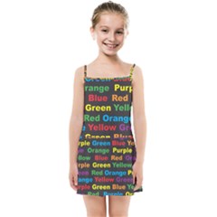 Red Yellow Blue Green Purple Kids  Summer Sun Dress by Sarkoni