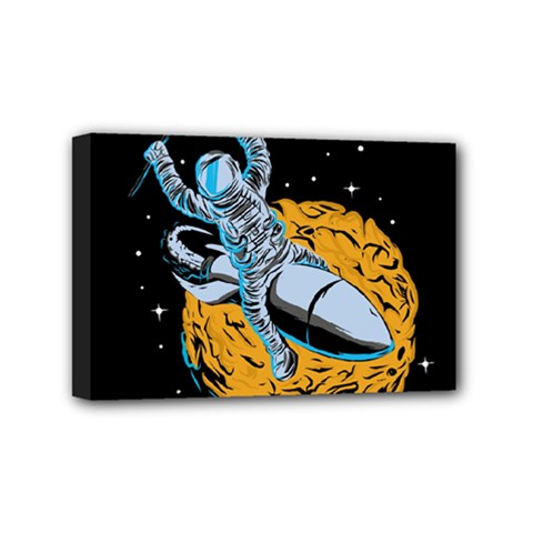 Astronaut Planet Space Science Mini Canvas 6  X 4  (stretched) by Sarkoni