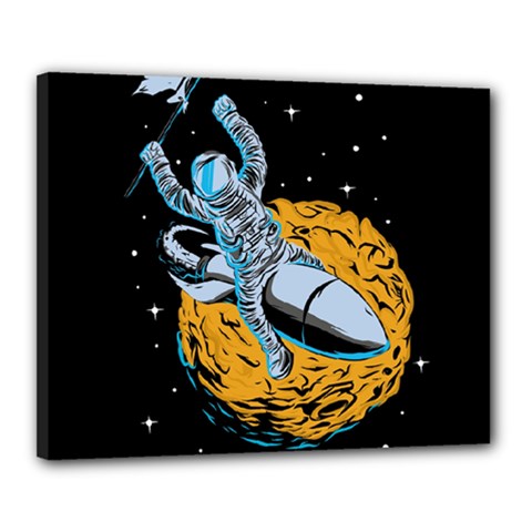 Astronaut Planet Space Science Canvas 20  X 16  (stretched) by Sarkoni