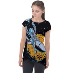 Astronaut Planet Space Science Cap Sleeve High Low Top by Sarkoni