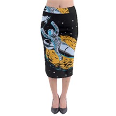 Astronaut Planet Space Science Midi Pencil Skirt by Sarkoni