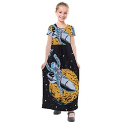 Astronaut Planet Space Science Kids  Short Sleeve Maxi Dress by Sarkoni