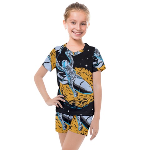 Astronaut Planet Space Science Kids  Mesh T-shirt And Shorts Set by Sarkoni