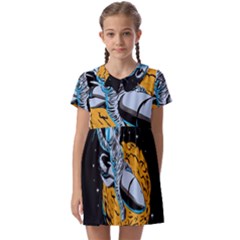 Astronaut Planet Space Science Kids  Asymmetric Collar Dress by Sarkoni