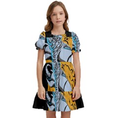 Astronaut Planet Space Science Kids  Puff Sleeved Dress by Sarkoni