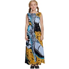 Astronaut Planet Space Science Kids  Satin Sleeveless Maxi Dress by Sarkoni