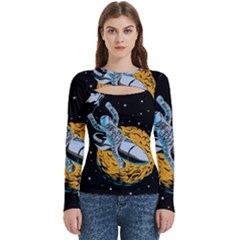 Astronaut Planet Space Science Women s Cut Out Long Sleeve T-shirt by Sarkoni