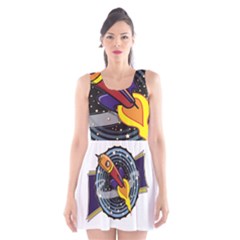 Rocket Space Clipart Illustrator Scoop Neck Skater Dress by Sarkoni