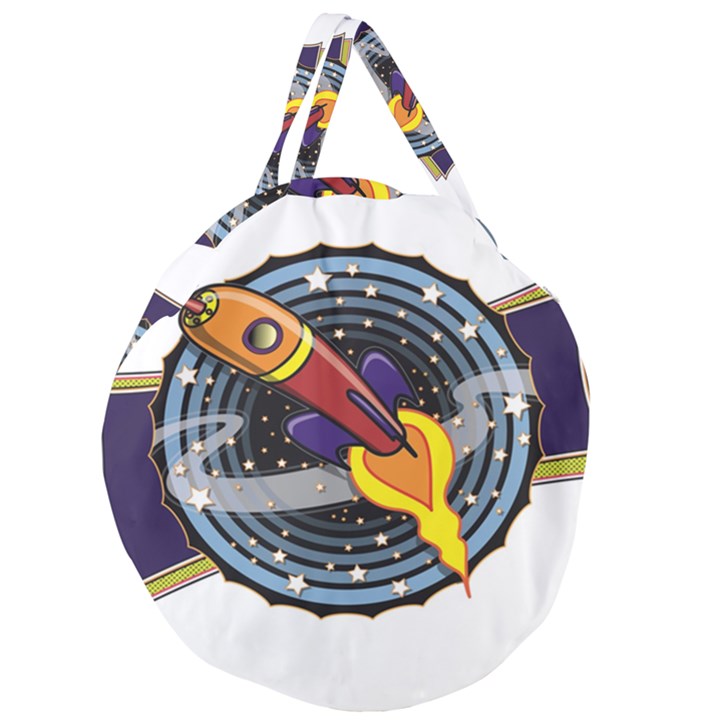 Rocket Space Clipart Illustrator Giant Round Zipper Tote