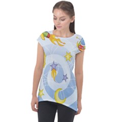 Science Fiction Outer Space Cap Sleeve High Low Top by Sarkoni