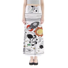 Astronaut Drawing Planet Full Length Maxi Skirt by Sarkoni