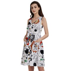 Astronaut Drawing Planet Sleeveless Dress With Pocket by Sarkoni