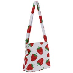 Seamless Pattern Fresh Strawberry Zipper Messenger Bag by Sarkoni