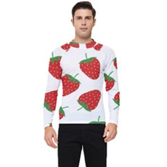 Seamless Pattern Fresh Strawberry Men s Long Sleeve Rash Guard by Sarkoni