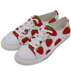 Seamless Pattern Fresh Strawberry Men s Low Top Canvas Sneakers by Sarkoni