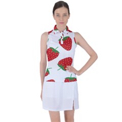 Seamless Pattern Fresh Strawberry Women s Sleeveless Polo T-shirt by Sarkoni