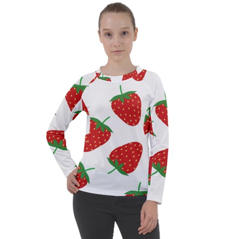 Seamless Pattern Fresh Strawberry Women s Long Sleeve Raglan T-shirt by Sarkoni