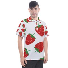 Seamless Pattern Fresh Strawberry Men s Polo T-shirt by Sarkoni