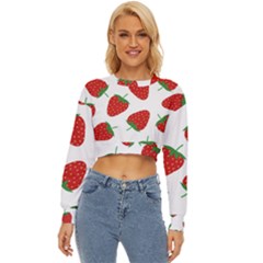 Seamless Pattern Fresh Strawberry Lightweight Long Sleeve Sweatshirt by Sarkoni