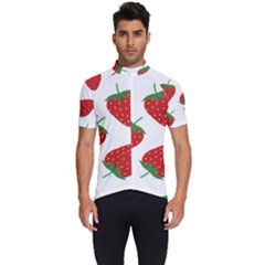 Seamless Pattern Fresh Strawberry Men s Short Sleeve Cycling Jersey by Sarkoni