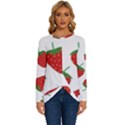 Seamless Pattern Fresh Strawberry Long Sleeve Crew Neck Pullover Top View1