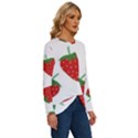 Seamless Pattern Fresh Strawberry Long Sleeve Crew Neck Pullover Top View3