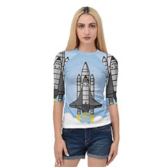 Rocket Shuttle Spaceship Science Quarter Sleeve Raglan T-shirt