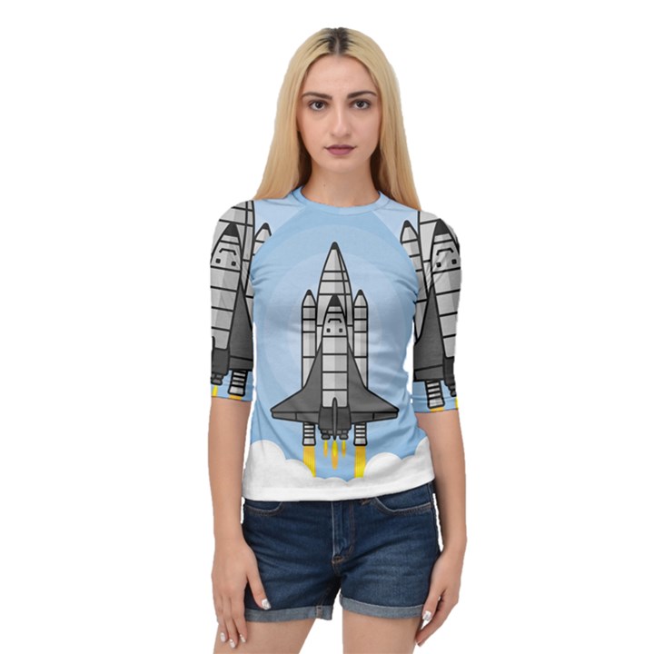 Rocket Shuttle Spaceship Science Quarter Sleeve Raglan T-Shirt