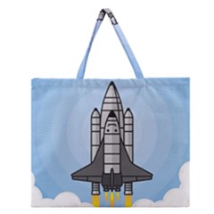 Rocket Shuttle Spaceship Science Zipper Large Tote Bag by Sarkoni