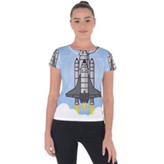 Rocket Shuttle Spaceship Science Short Sleeve Sports Top  by Sarkoni