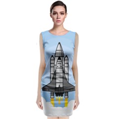 Rocket Shuttle Spaceship Science Sleeveless Velvet Midi Dress