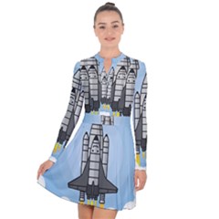 Rocket Shuttle Spaceship Science Long Sleeve Panel Dress by Sarkoni