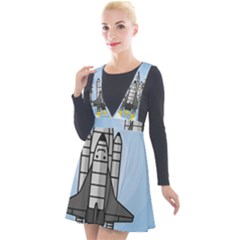 Rocket Shuttle Spaceship Science Plunge Pinafore Velour Dress by Sarkoni