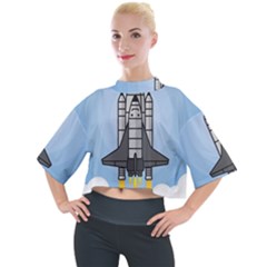 Rocket Shuttle Spaceship Science Mock Neck T-shirt by Sarkoni